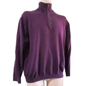 Alan Flusser Cotton Cashmere Quarter Zip Long Sleeve Mens Sweater L Purple EUC